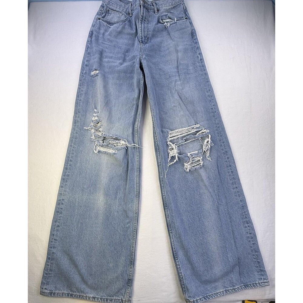 BDG Urban Outfitters W28 Light Wash Wide Leg Jean Ripped Baggy Skater Y2K #1020